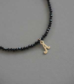 ARGINT 925 - Colier spinel cu INITIALA placat aur 18K 
