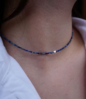 ARGINT 925 - Colier cu inima si lapis lazuli