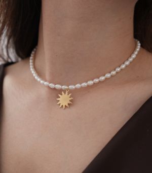 ARGINT 925 Colier perle cultura soare