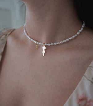 ARGINT 925 Colier perle cultura baietel si luna
