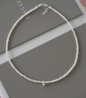 ARGINT 925 Colier perle cultura cristal