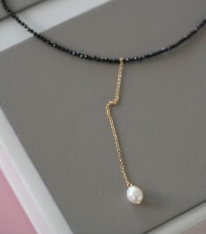 ARGINT 925 Colier spinel si perla de cultura