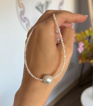 ARGINT 925 Colier perle de cultura si soare