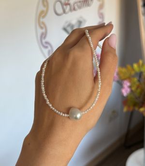 ARGINT 925 Colier perle de cultura si soare