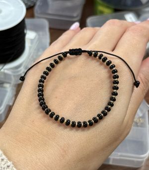 ARGINT 925 - Bratara snur obsidian