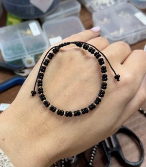 ARGINT 925 - Bratara snur obsidian