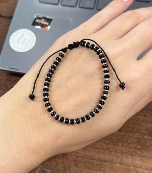 ARGINT 925 - Bratara snur obsidian