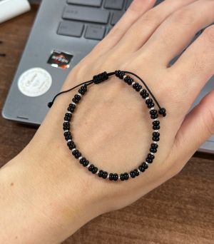 ARGINT 925 - Bratara snur obsidian