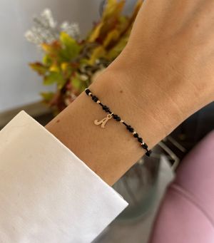 ARGINT 925 - Bratara snur spinel si initiala