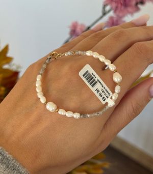 ARGINT 925 - Bratara perle de cultura si labradorit 