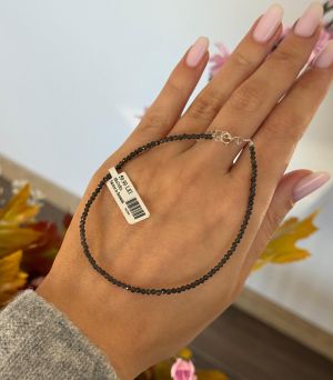 ARGINT 925 - Bratara obsidian 