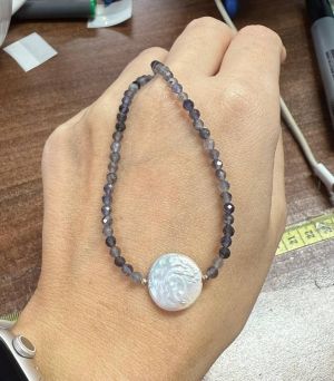 ARGINT 925 - Colier perla si iolit