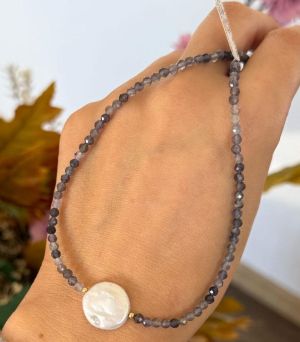 ARGINT 925 - Colier perla si iolit