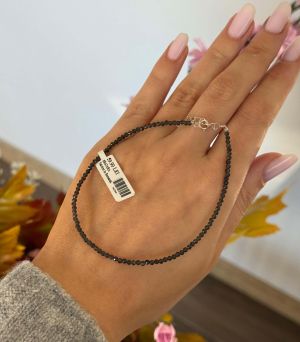 ARGINT 925 - Bratara obsidian 