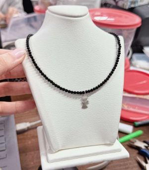 ARGINT 925 Colier onix si îngeraș