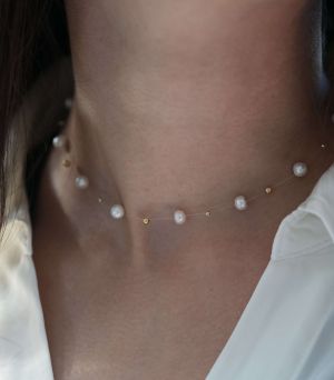 ARGINT 925 Colier fir tansparent perle si bile