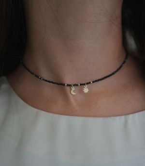 ARGINT 925 Colier spinel soare si luna