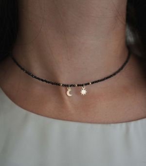 ARGINT 925 Colier spinel soare si luna