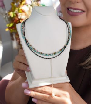 ARGINT 925 Colier spinel si perla de cultura