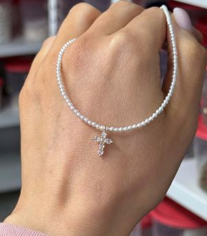 Colier perle scoica si cruce