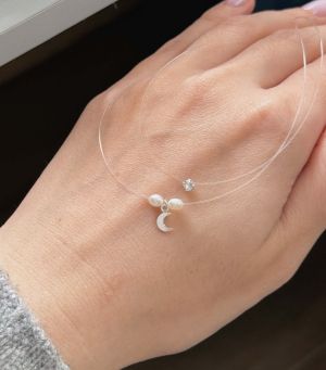 ARGINT 925 - SET Colier semiluna si Swarovski