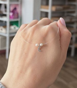 ARGINT 925 - SET Colier semiluna si Swarovski