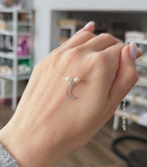 ARGINT 925 - SET Colier semiluna si Swarovski