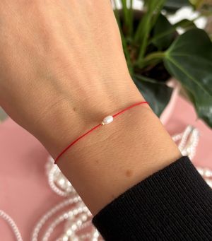 Bratara snur rosu perla de cultura si argint 925