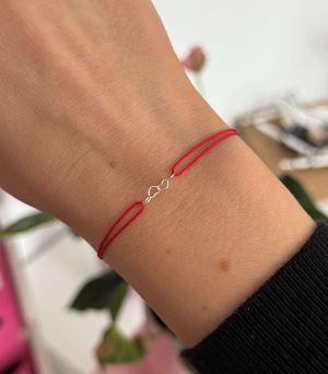 ARGINT 925 - Bratara snur rosu 4 inimi