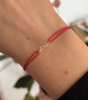 ARGINT 925 - Bratara snur rosu 4 inimi