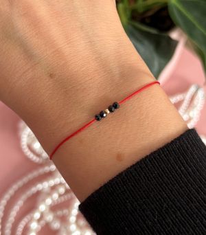 ARGINT 925 - Bratara snur rosu spinel si bila