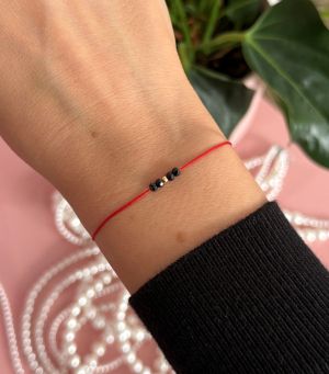 ARGINT 925 - Bratara snur rosu spinel si bila