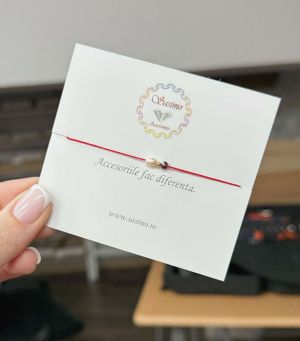 ARGINT 925 - Bratara snur rosu perla de cultura si granat