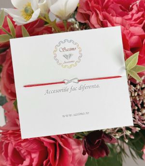 ARGINT 925 - Bratara snur rosu infinit