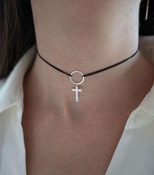 ARGINT 925 Colier snur cruce