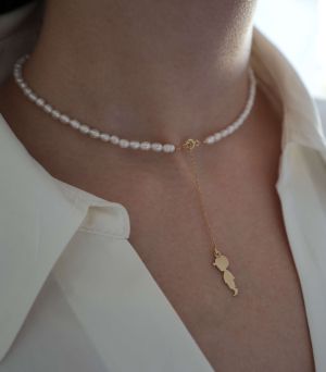 ARGINT 925 Colier perle de cultura si baietel