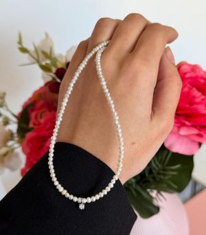 ARGINT 925 - Colier perle de cultura si cristal