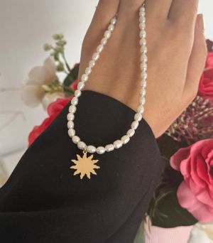 ARGINT 925 - Colier perle de cultura si soare