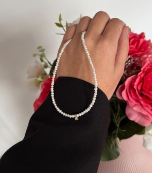 ARGINT 925 - Colier perle de cultura si cristal