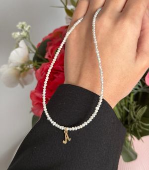 ARGINT 925 - Colier perle de cultura si initiala A