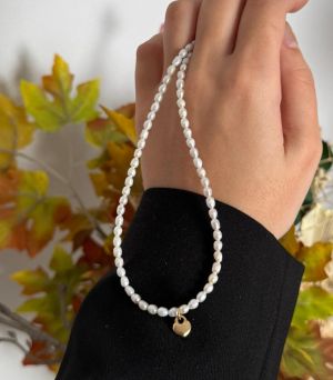 ARGINT 925 - Colier perle de cultura si inima