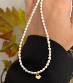 ARGINT 925 - Colier perle de cultura si inima