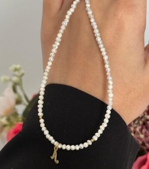 ARGINT 925 - Colier perle de cultura si initiala A