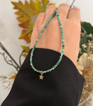 ARGINT 925 - Colier amazonit natural si steluta