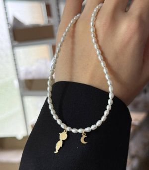 ARGINT 925 - Colier perle de cultura si baietel