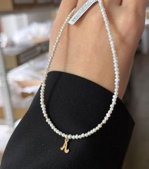 ARGINT 925 - Colier perle de cultura si initiala A