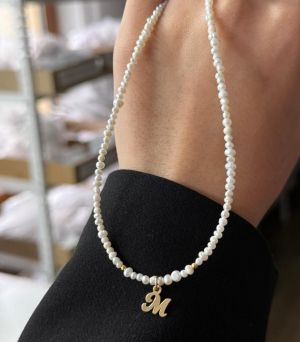 ARGINT 925 - Colier perle de cultura si initiala M
