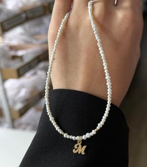 ARGINT 925 - Colier perle de cultura si initiala M