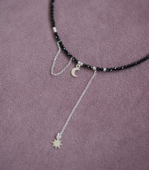 ARGINT 925 Colier spinel soare si luna