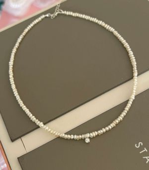 ARGINT 925 Colier perle de cultura cristal